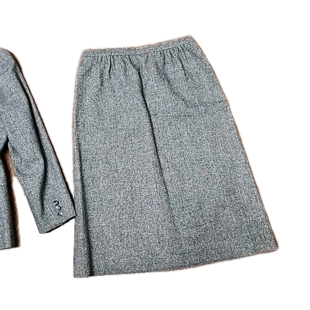 Vtg Pendleton Womens USA Made Virgin Wool Suit Skirt And Blazer S-10 Herringbone - Picture 10 of 15